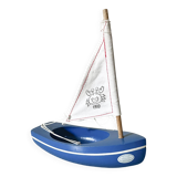 Blue basin sailboat from the French brand Tirot 200, vintage toy.