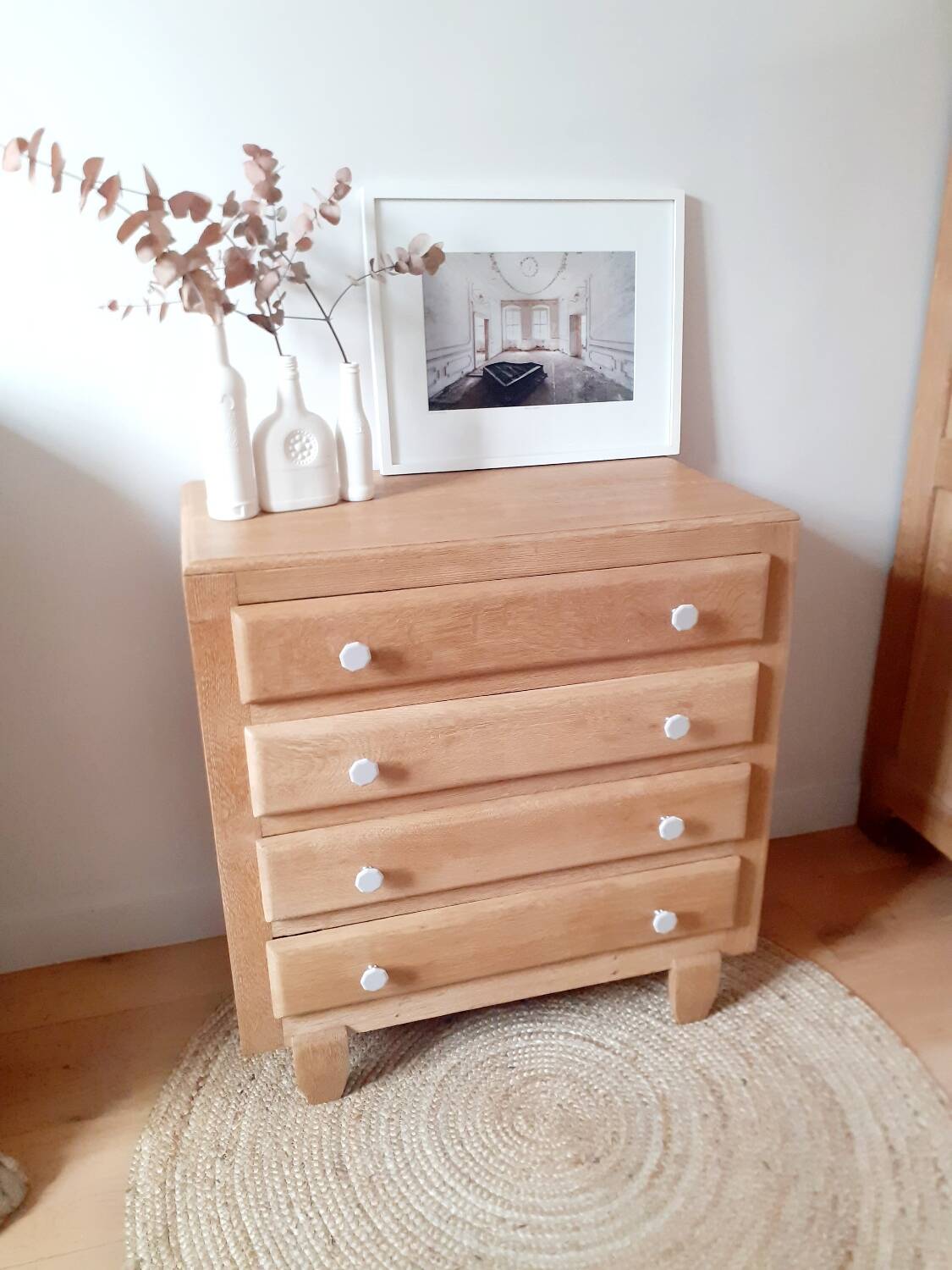 Fifties solid oak chest of drawers