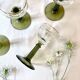 7 verres à vin d'Alsace Roemer, pieds gradins vert mousse et liseré doré