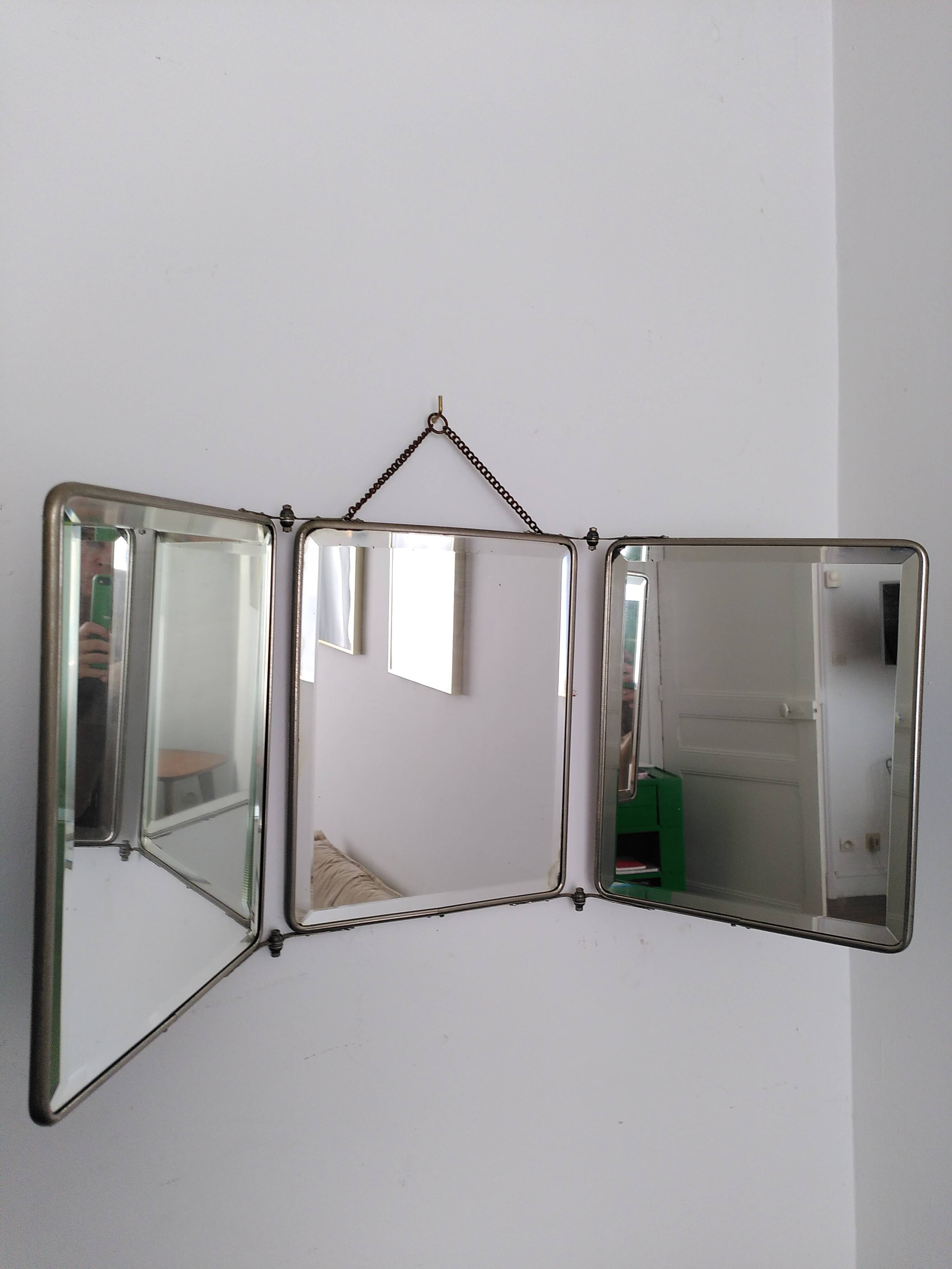 Triptych barber's mirror