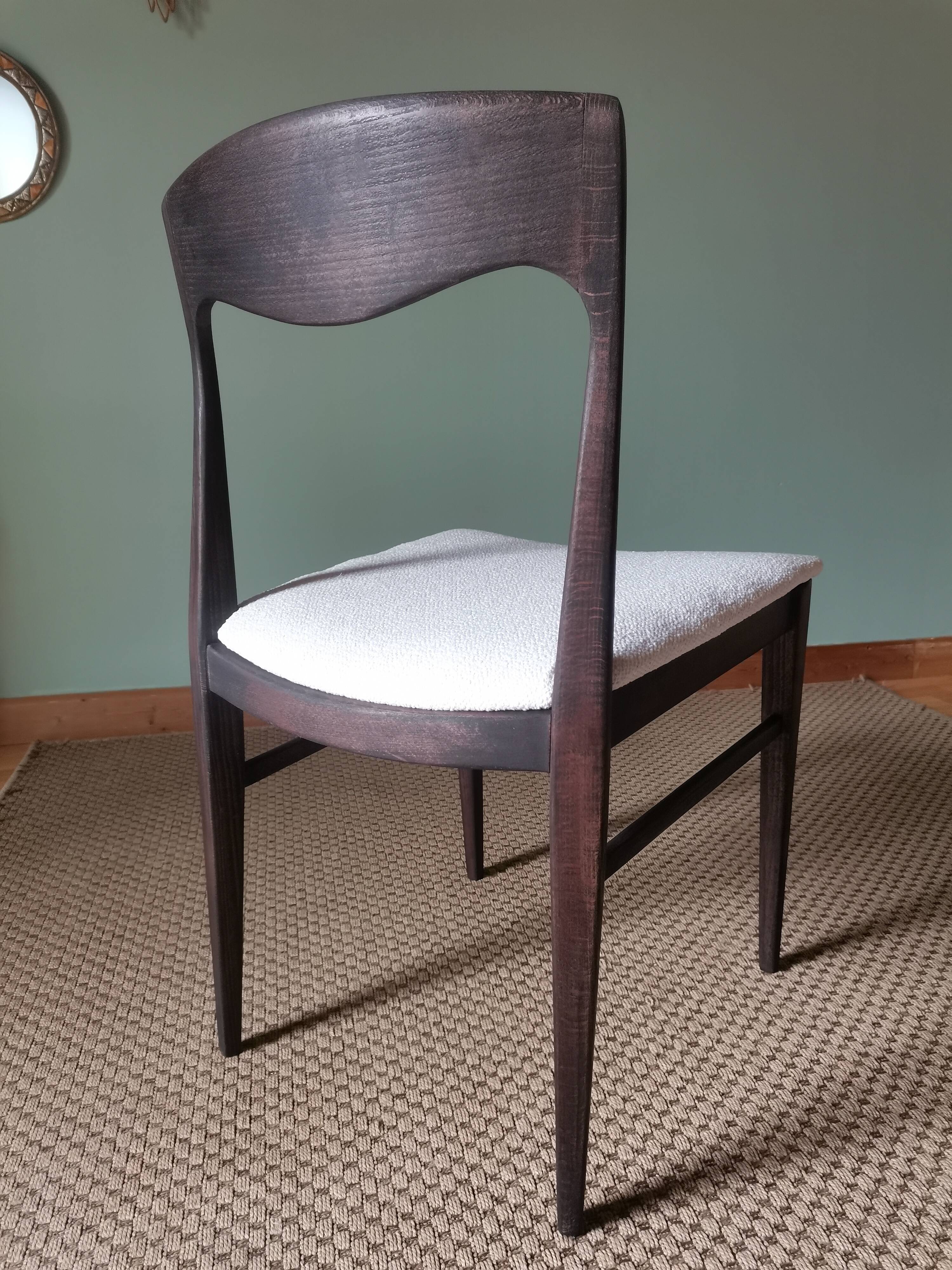 White boucle Scandinavian chairs
