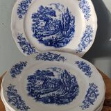8 assiettes à dessert vintage à décor bleu