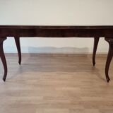 Chippendale mahogany table XXth with walnut piano in smoked tempered glass
