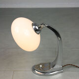 Mid-century flower chrome and opaline table lamp