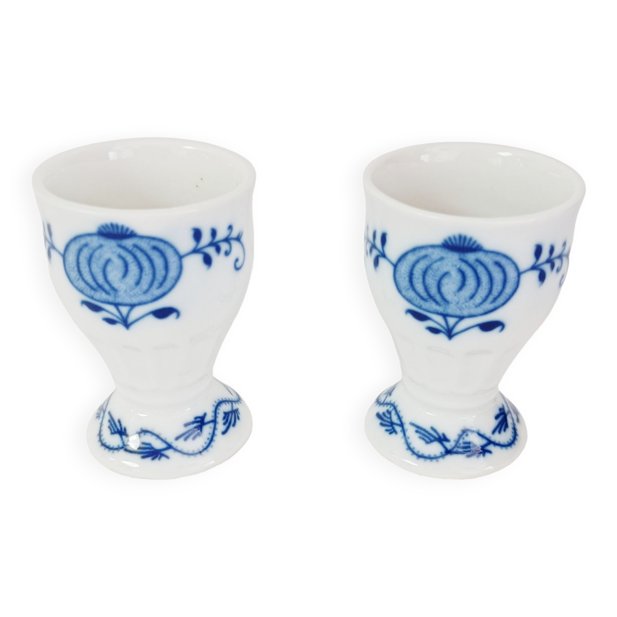 Set of 2 earthenware egg cups with zwiebelmuster