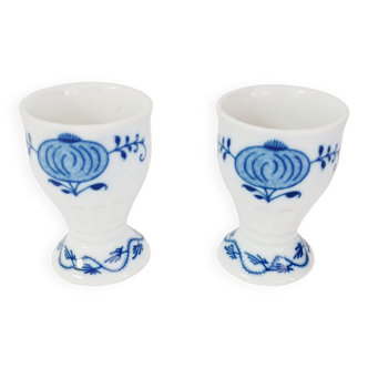 Set of 2 earthenware egg cups with zwiebelmuster