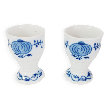 Set of 2 earthenware egg cups with zwiebelmuster