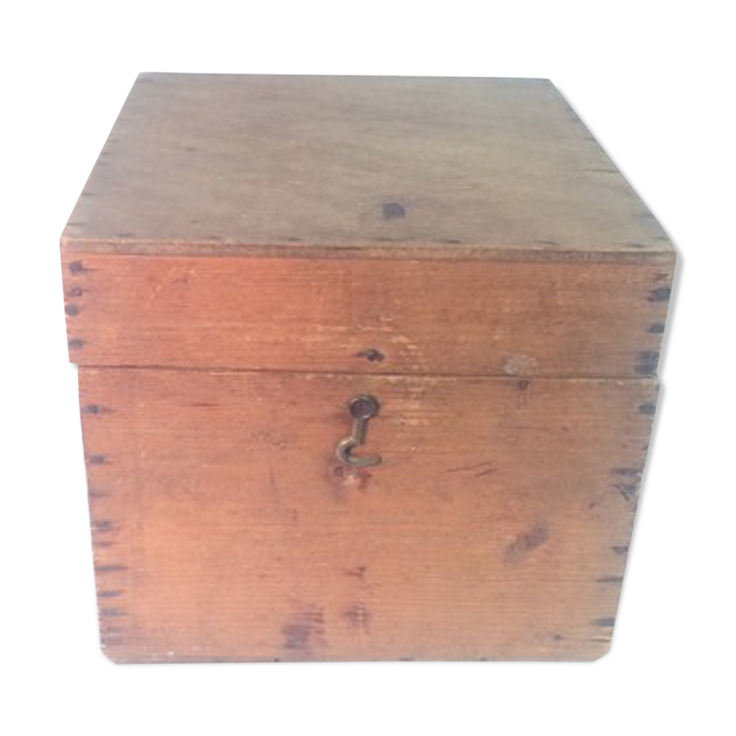 Square box made of raw wood