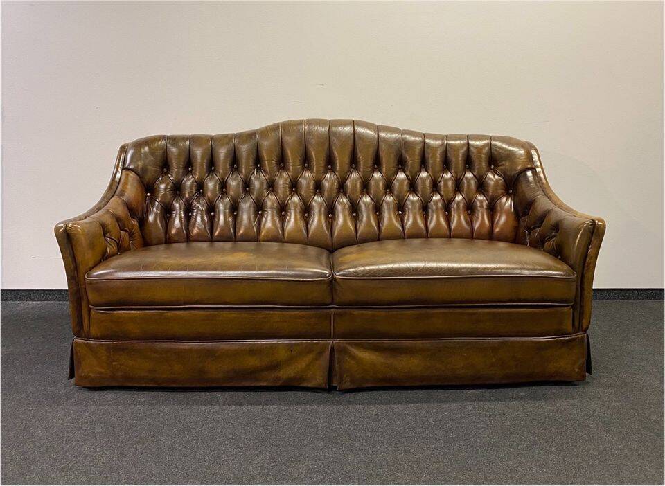 Vintage 3 seater leather chesterfield sofa