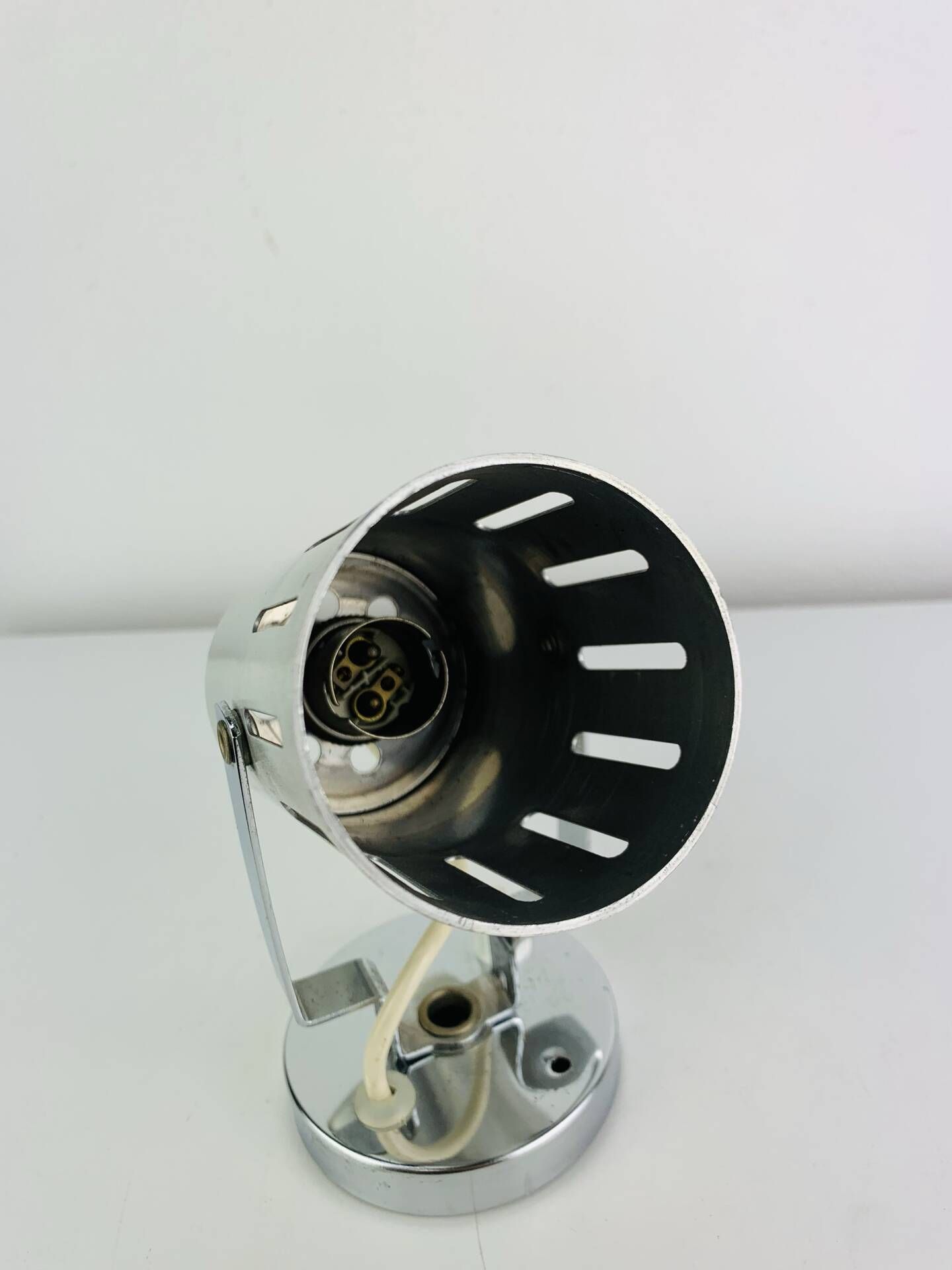 Aluminor wall light, brushed aluminium and chrome, 1960s.