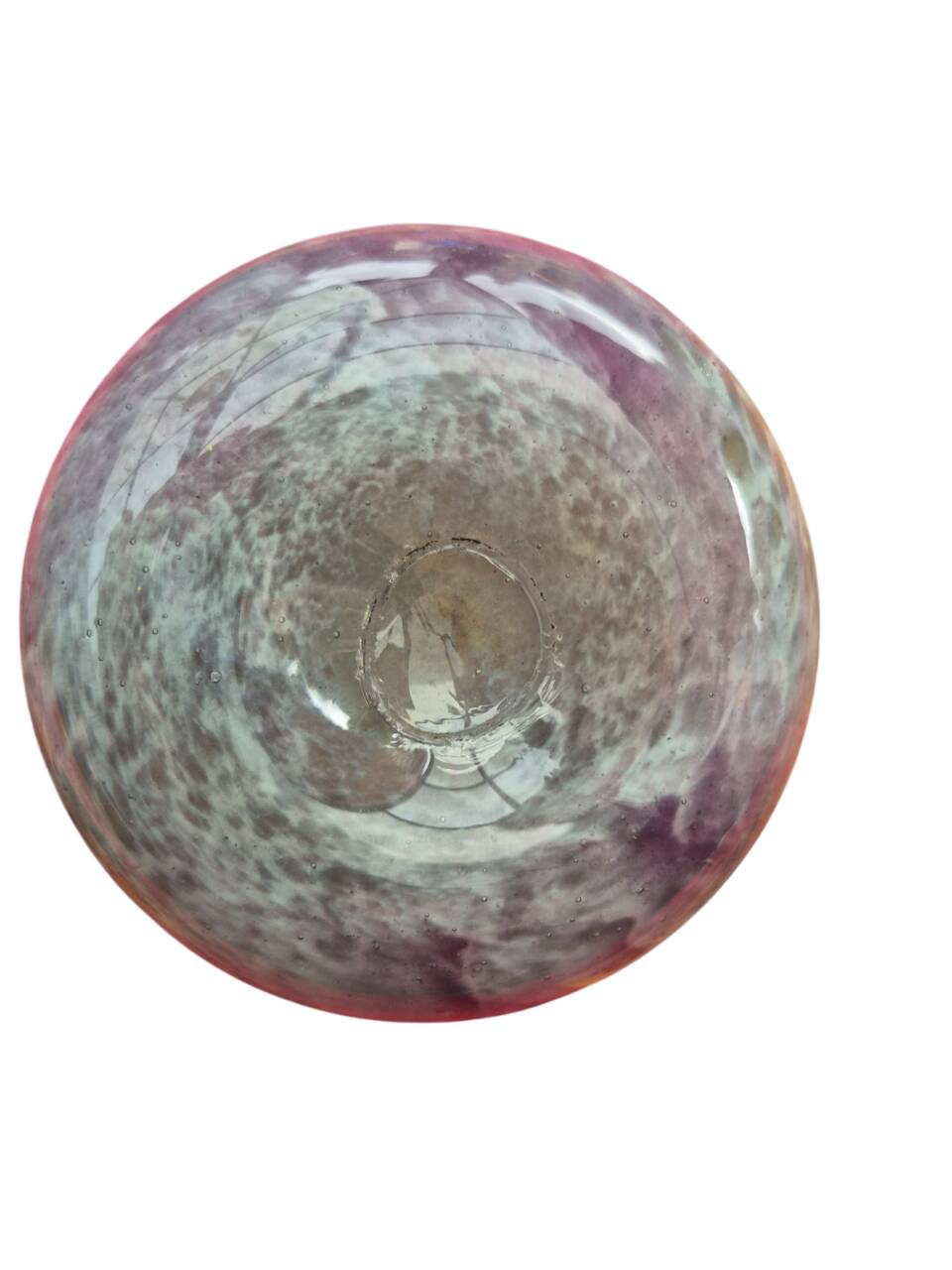 Vase panse aplatie à décor de spirales violettes et dorées