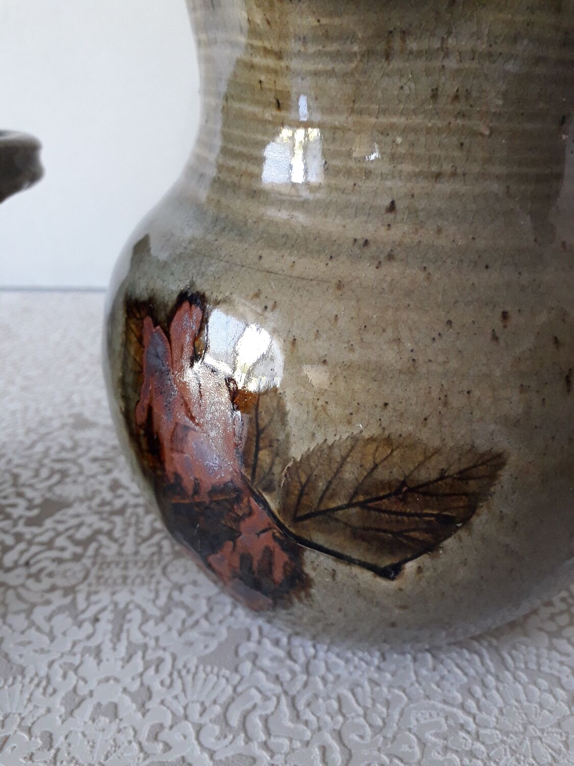 Le Rivet enamelled stoneware carafe and pot with herbarium motifs