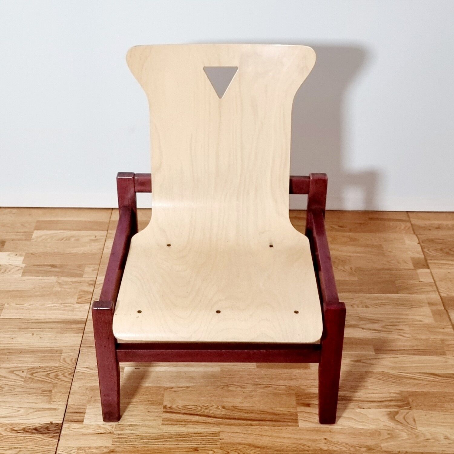 Suite of four heaters in purple stained wood and light oak, circa 1980