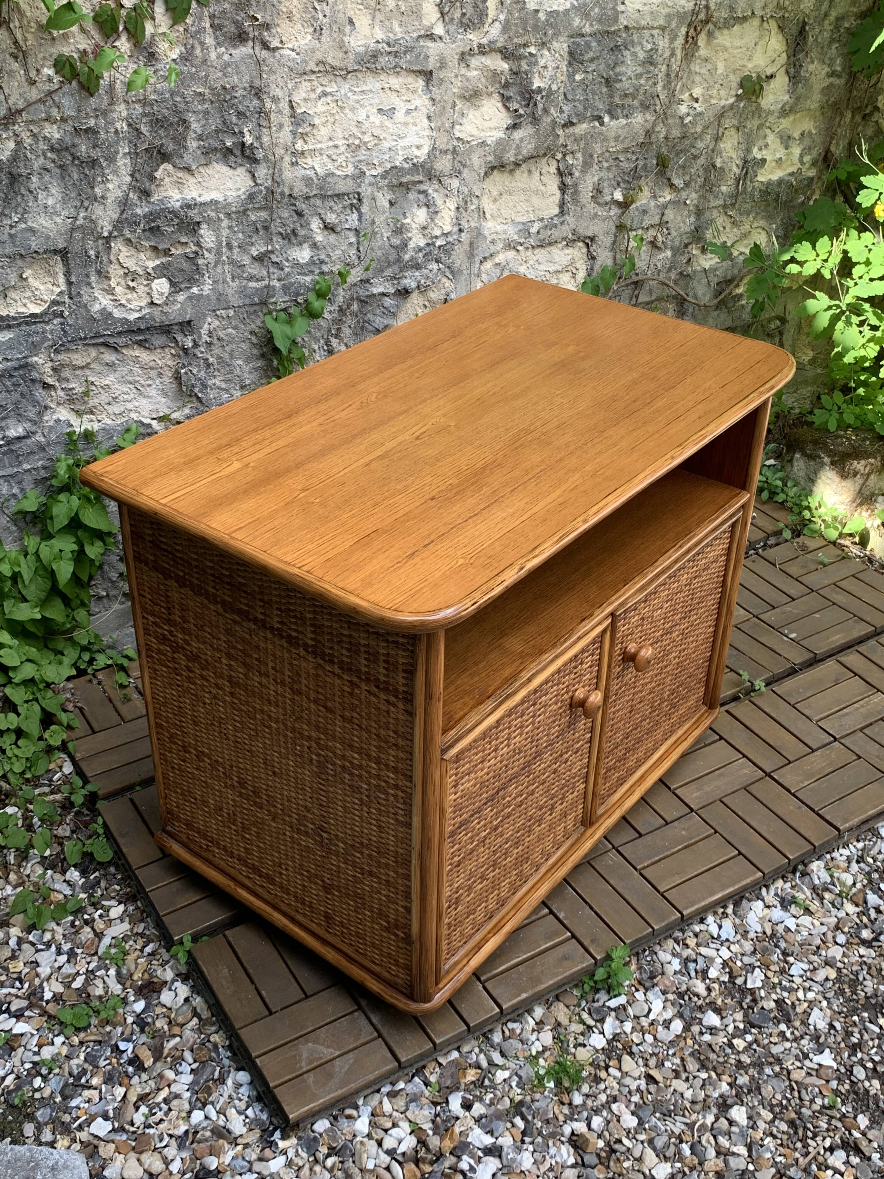 Oak rattan and woven wicker furniture 1980