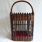 Hand-woven wooden bottle locker, bamboo and wicker