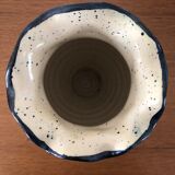 Vase signé Vallauris fait main décor branché d’Olivier jaune, crème et bleu