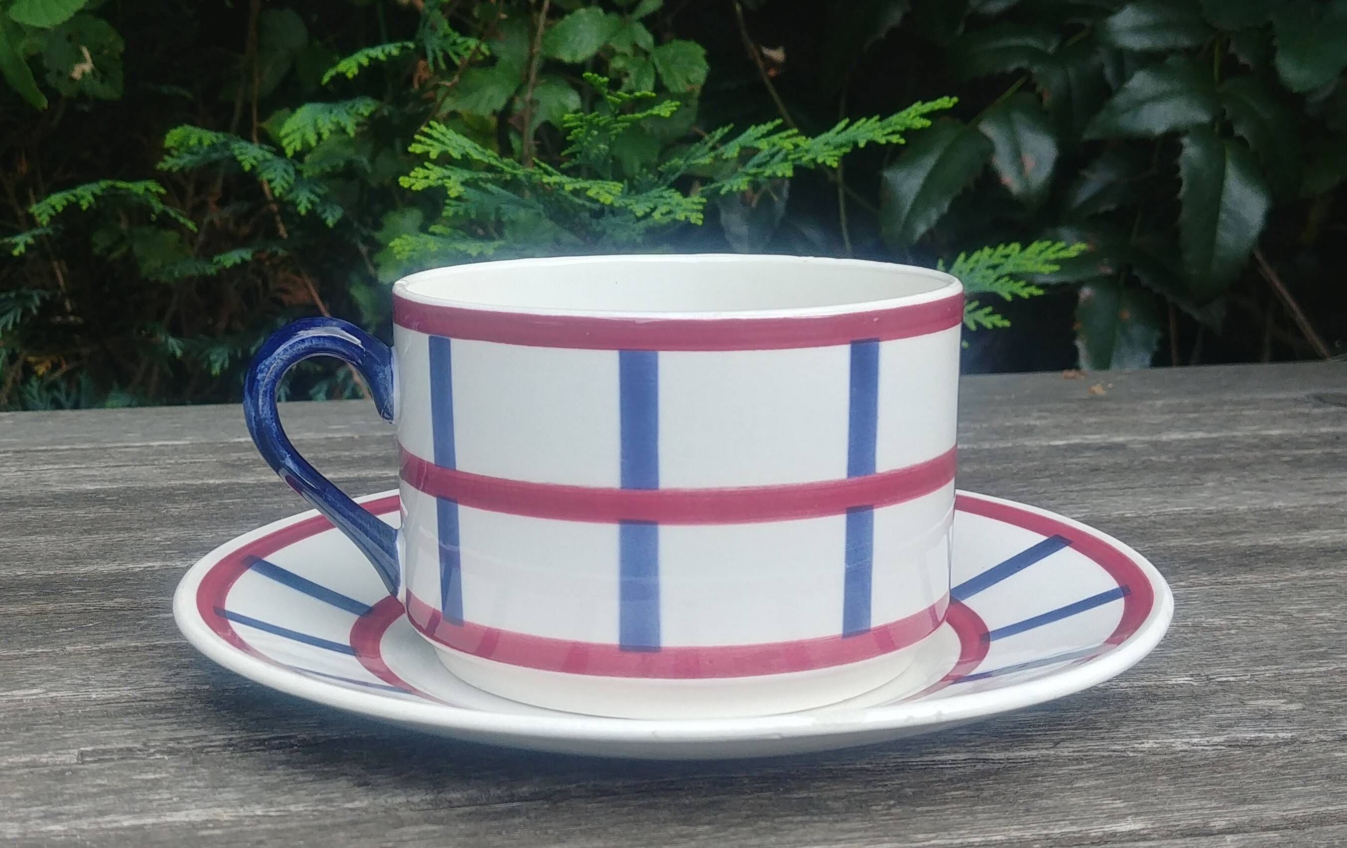 Large cup set and its porcelain sub-cup from Creil & Montereau HBCM model Béarn