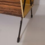 Vintage magazine rack printed wood and brass