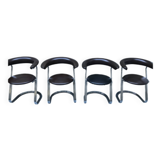 Ensemble de 4 chaises cantilever vintage