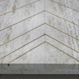 Mid-Century Italian Travertine Coffee Table with Brass Inlays, 70s