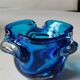 Empty pocket/Corolla shaped ashtray, in Murano style blown art glass, turquoise blue