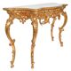 Console with a gilded wooden mirror.