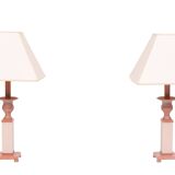 small Classic Greek Pink Marble table lamps 1980s Italy