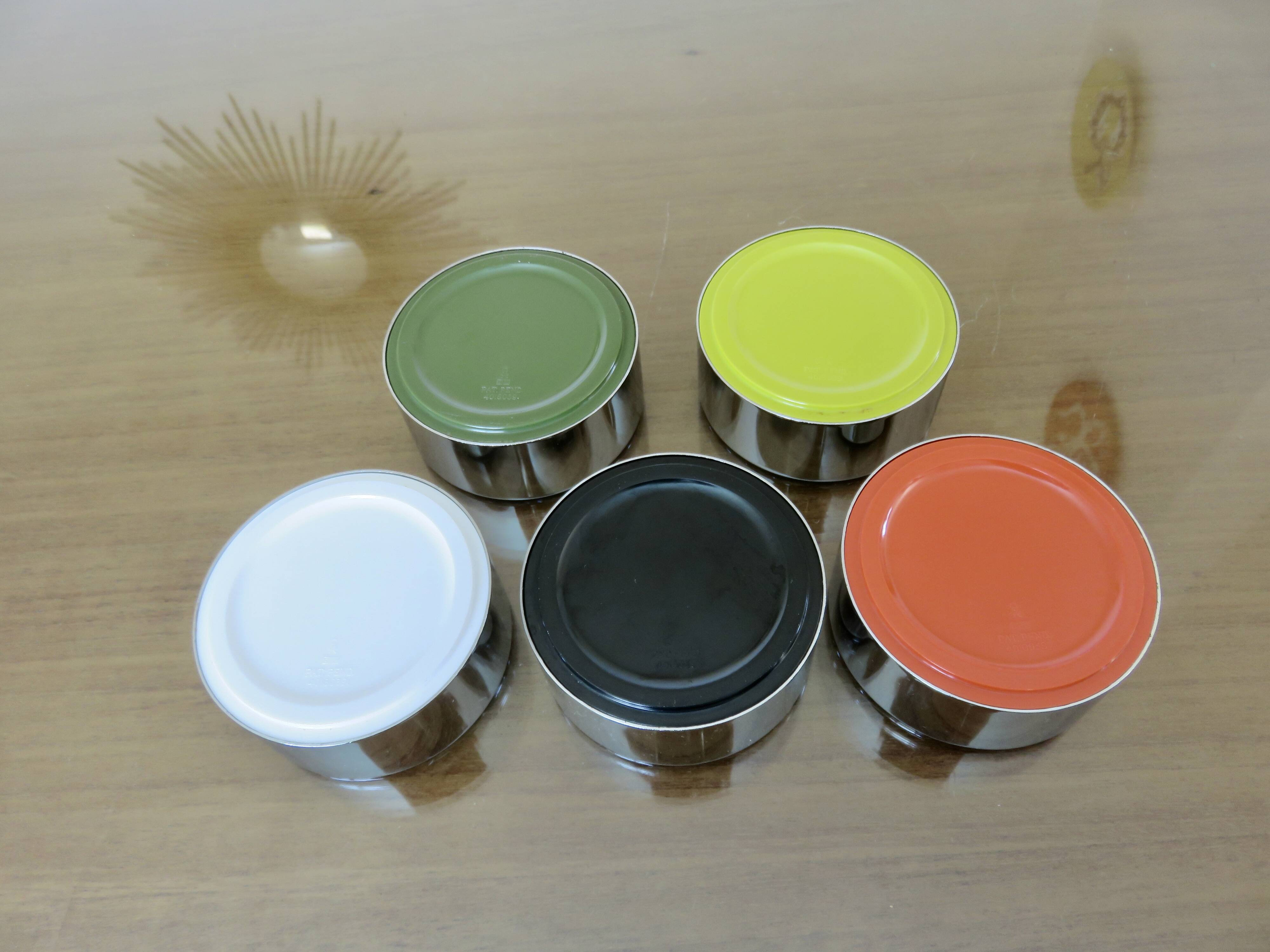 Isamu Kenmochi, 5 stackable ashtrays, new, in original box, 1970