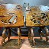 African tribal ensemble of 4 pieces of furniture for dignitaries of the Kingdom of Dahomey, Benin.