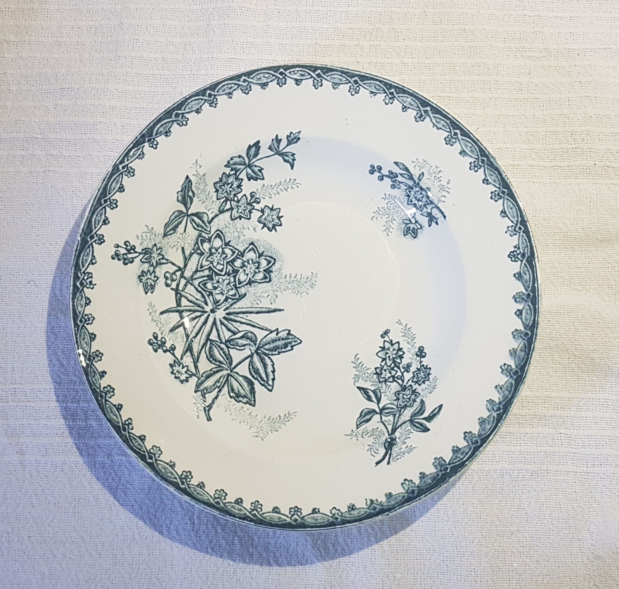5 soup plates in St. Amandinoise earthenware model Margot, iron earth.