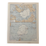Lithograph map on the poles - 1900