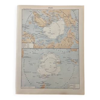 Lithograph map on the poles - 1900