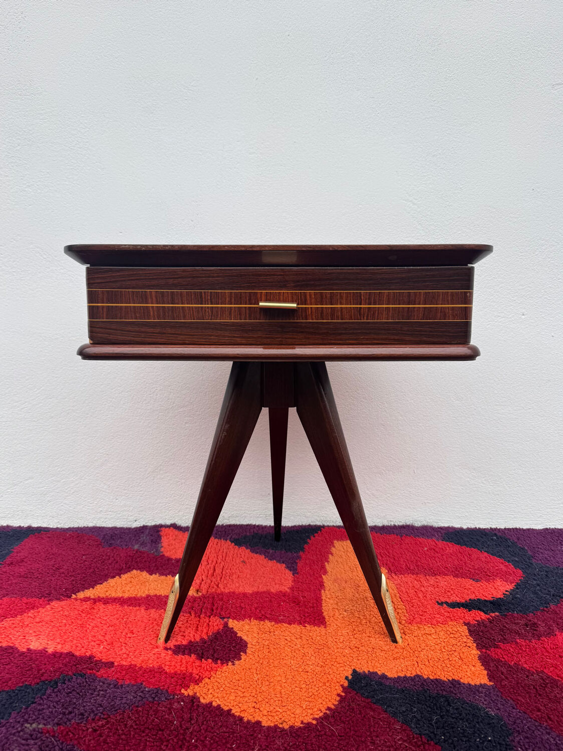1950s half-moon tripod bedside table
