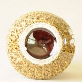 Amber Honey Ceramic Cache-Pot with Sculpted Floral Decor - Bohemian Style