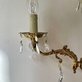Lustre pampilles 3 branches en laiton