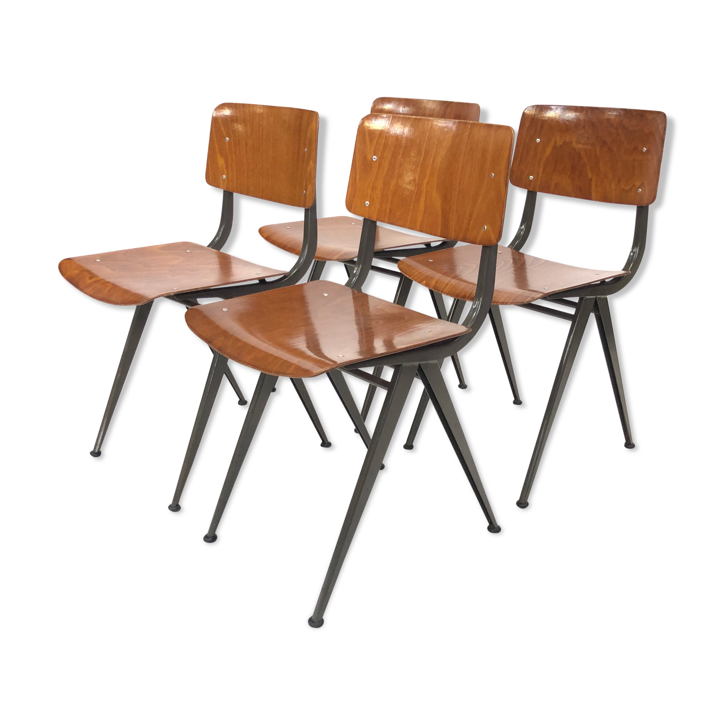 Vintage Eromes Marko school compass Chair set of 4