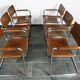 Lot de six chaises cantilever Mart Stam en cuir brun
