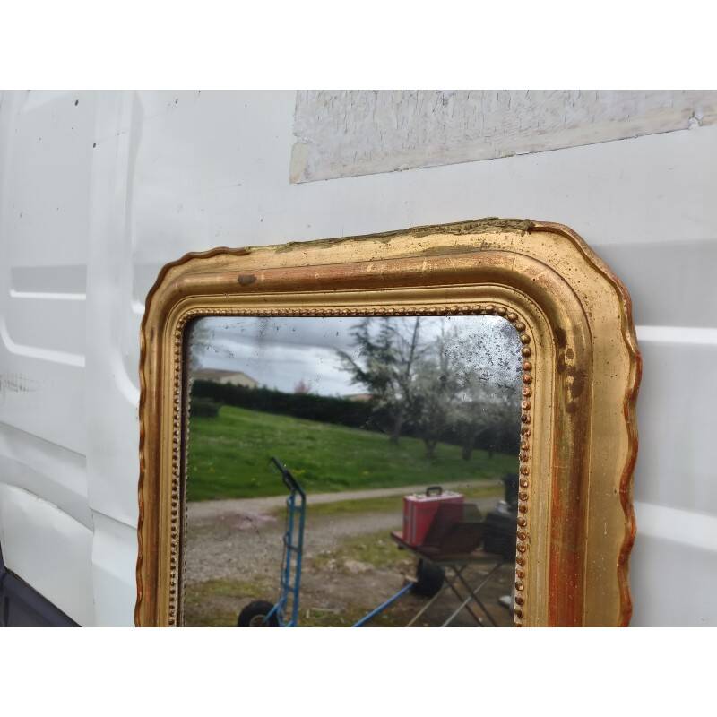 Miroir de cheminée XIXe bois et stuc doré
