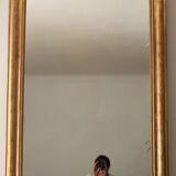 Gilded Louis Philippe mirror old with gold leaf, 126x90 cm