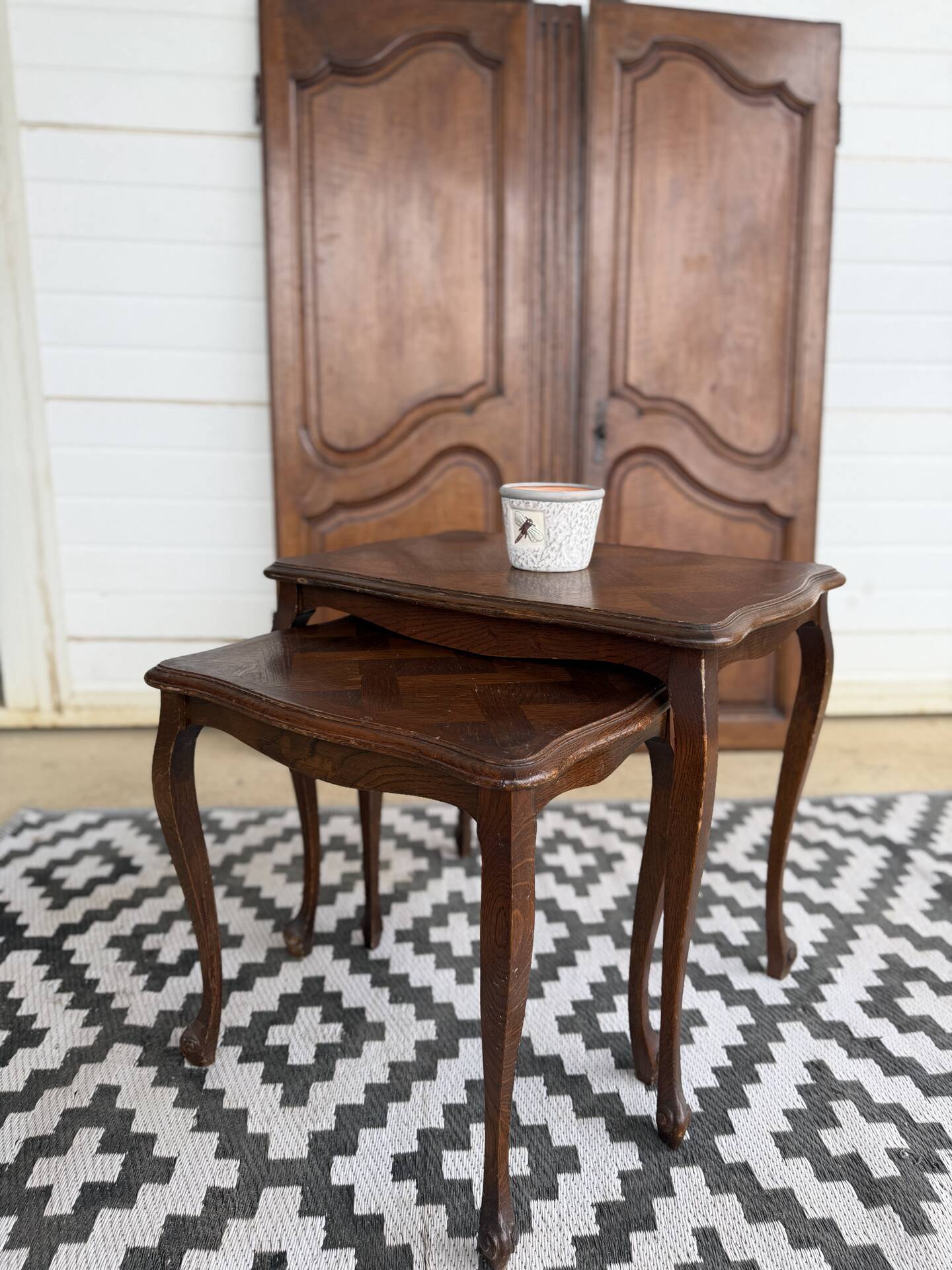 2 nesting tables in wood - Louis XV style