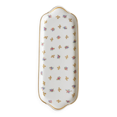 Plat à cake ancien Raynaud Limoges en porcelaine, décor floral et dorure