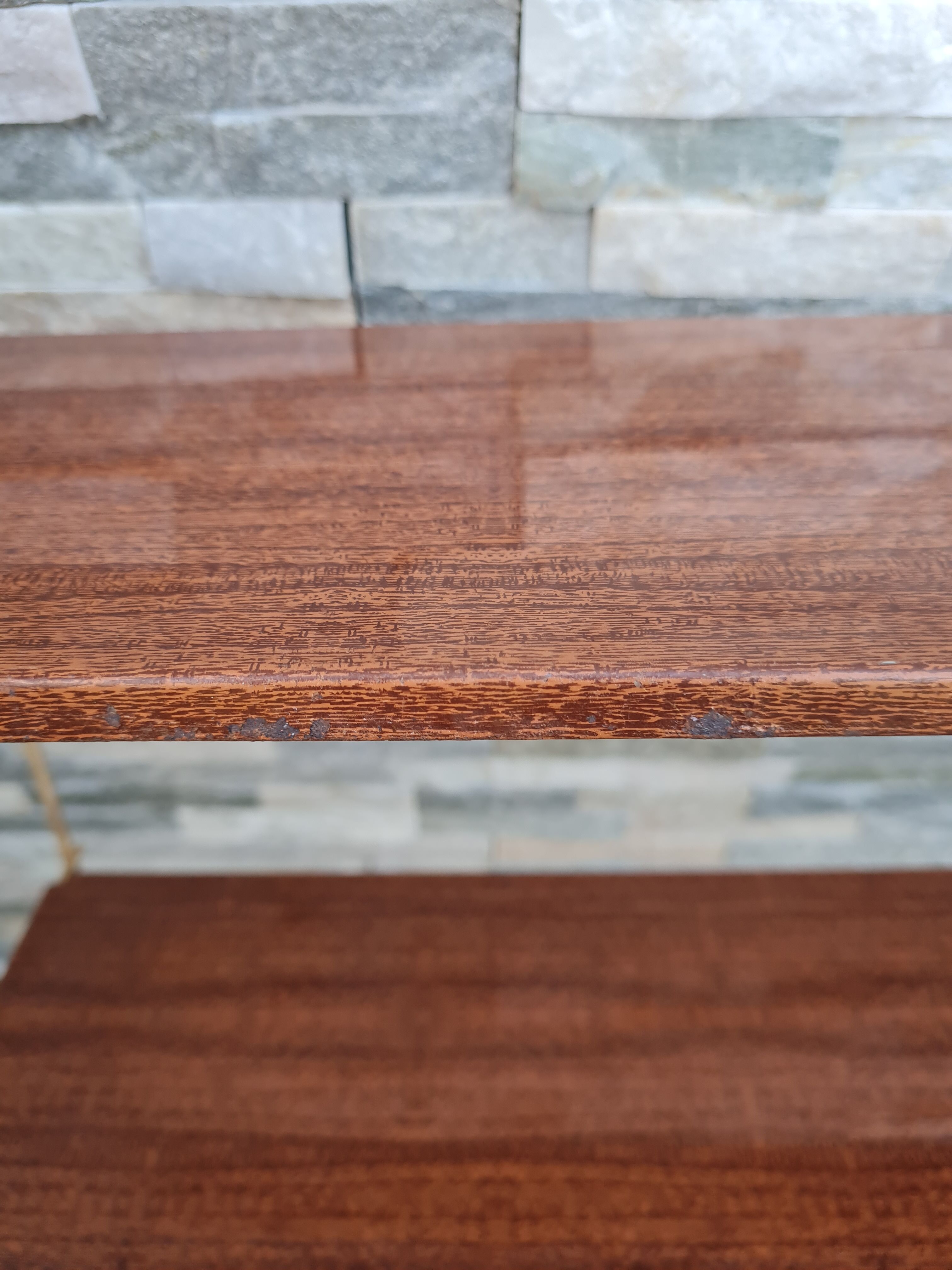 Wall shelves style metal string imitation wood 60- 70s