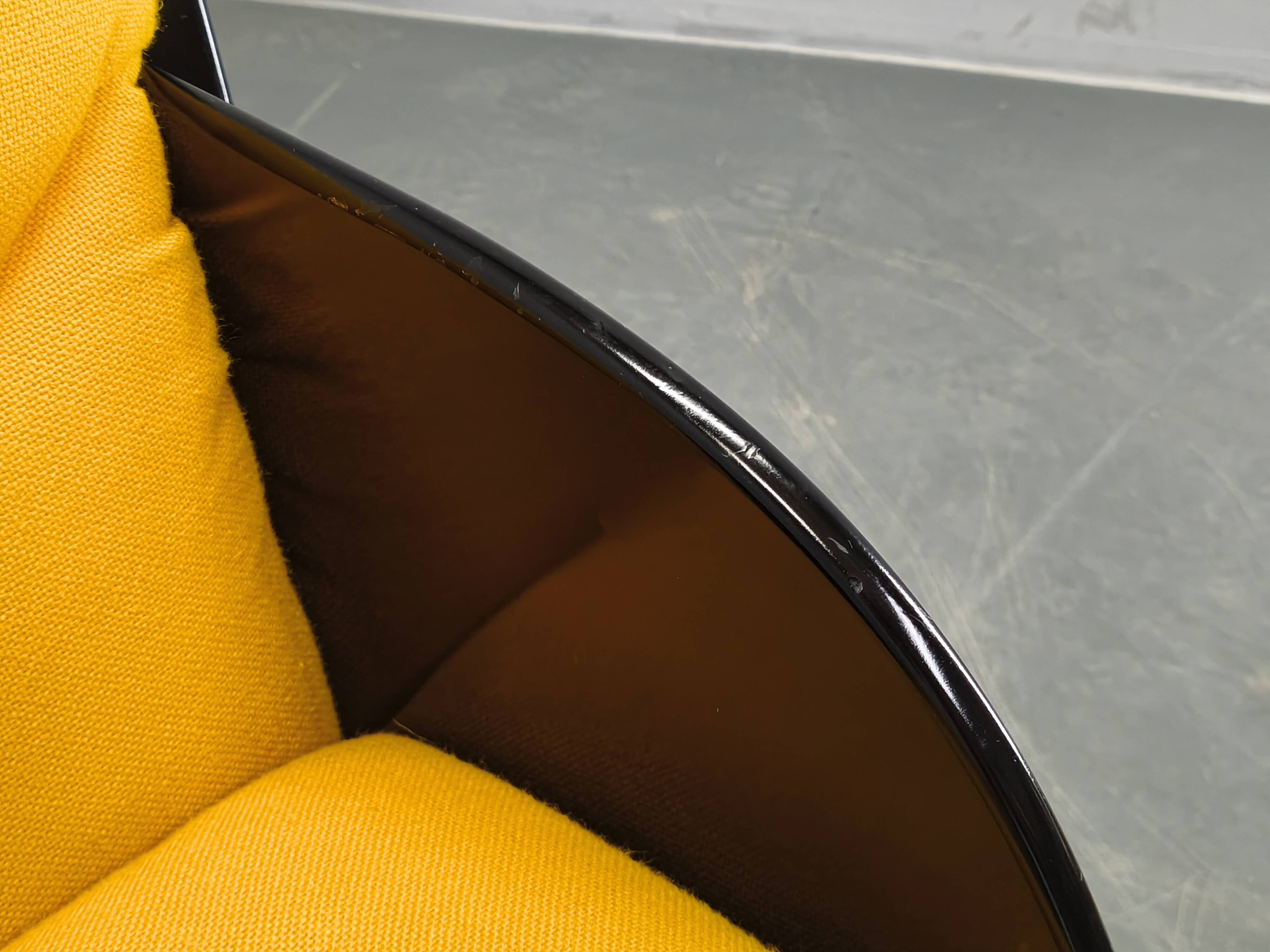 Pair of Italian Space Age Armchairs, Black Lacquer, 1970s