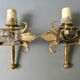 Pair of gold metal wall lamps Ferro Arte, 60s-70s
