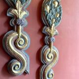 18th Century Italian Handcarved Polychrome Painted Pilaster Friezes, Set of 2