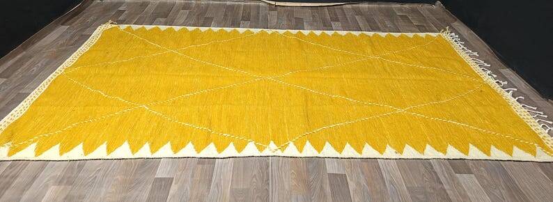 Moroccan kilim rug, yellow, handmade, 150/250cm.