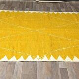 Moroccan kilim rug, yellow, handmade, 150/250cm.