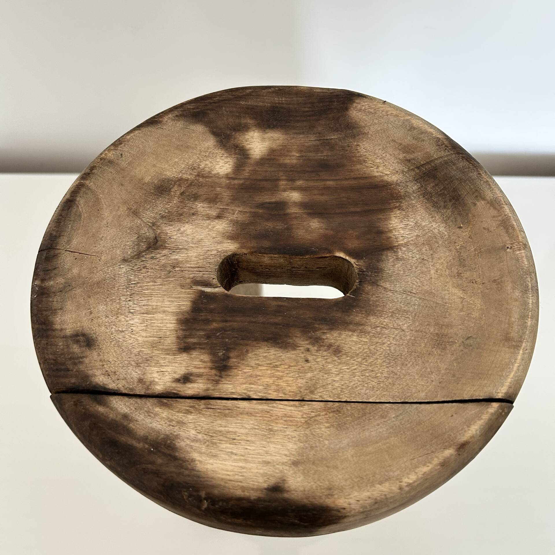 Patinated tripod stool
