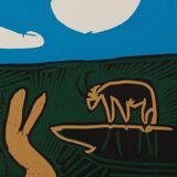 Pablo Picasso: Bacchanal, acrobats and bull, Linocut (1962)