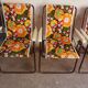 set of 4 beautiful vintage 70's Orange flower camping chairs. folding folding